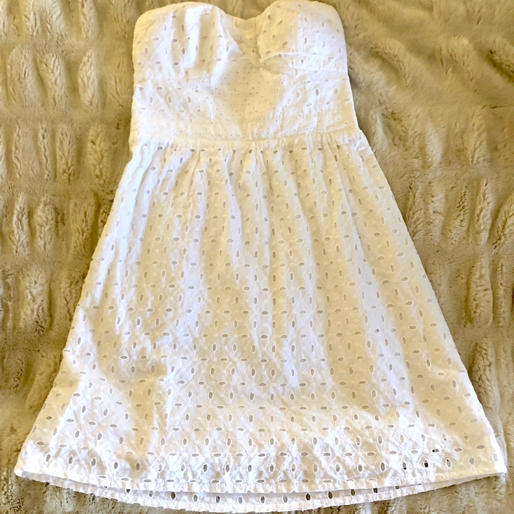 White strapless summer dress.